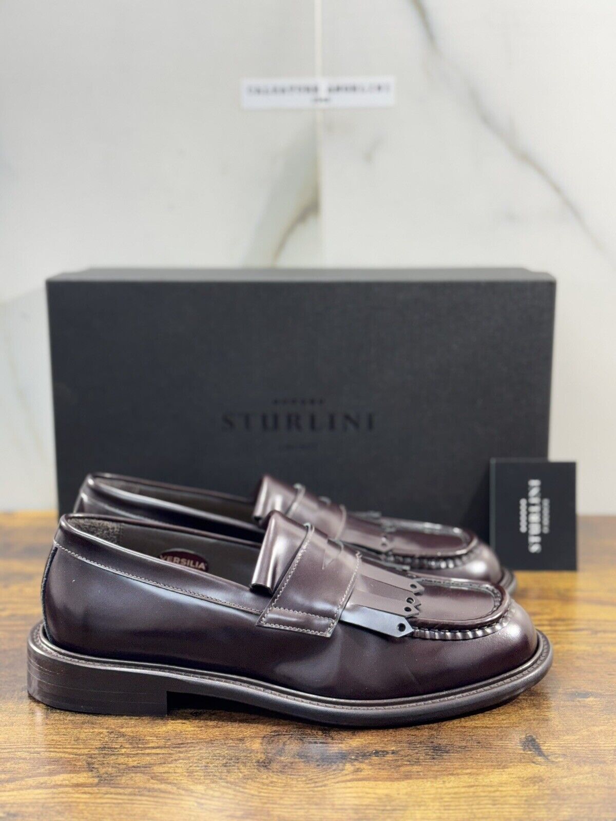 Sturlini Firenze Mocassino  Uomo Pelle Bordo’  Craftmanship Men Handmade 42.5