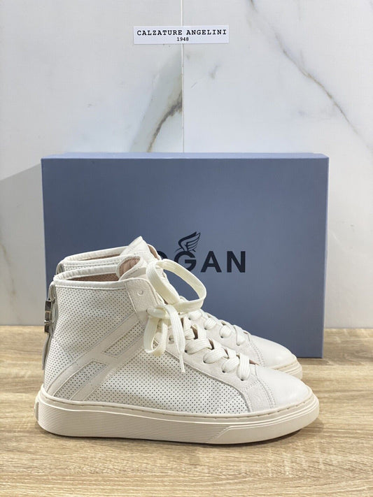 Hogan Sneaker Donna H366 Hi Top Sneaker In Pelle Yougurt Casual Donna Sneaker 35