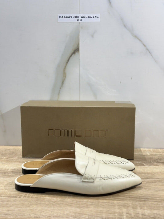 Pomme D’or Mules Donna Pelle Crema  Luxury Handmade Woman Pomme D’or 41