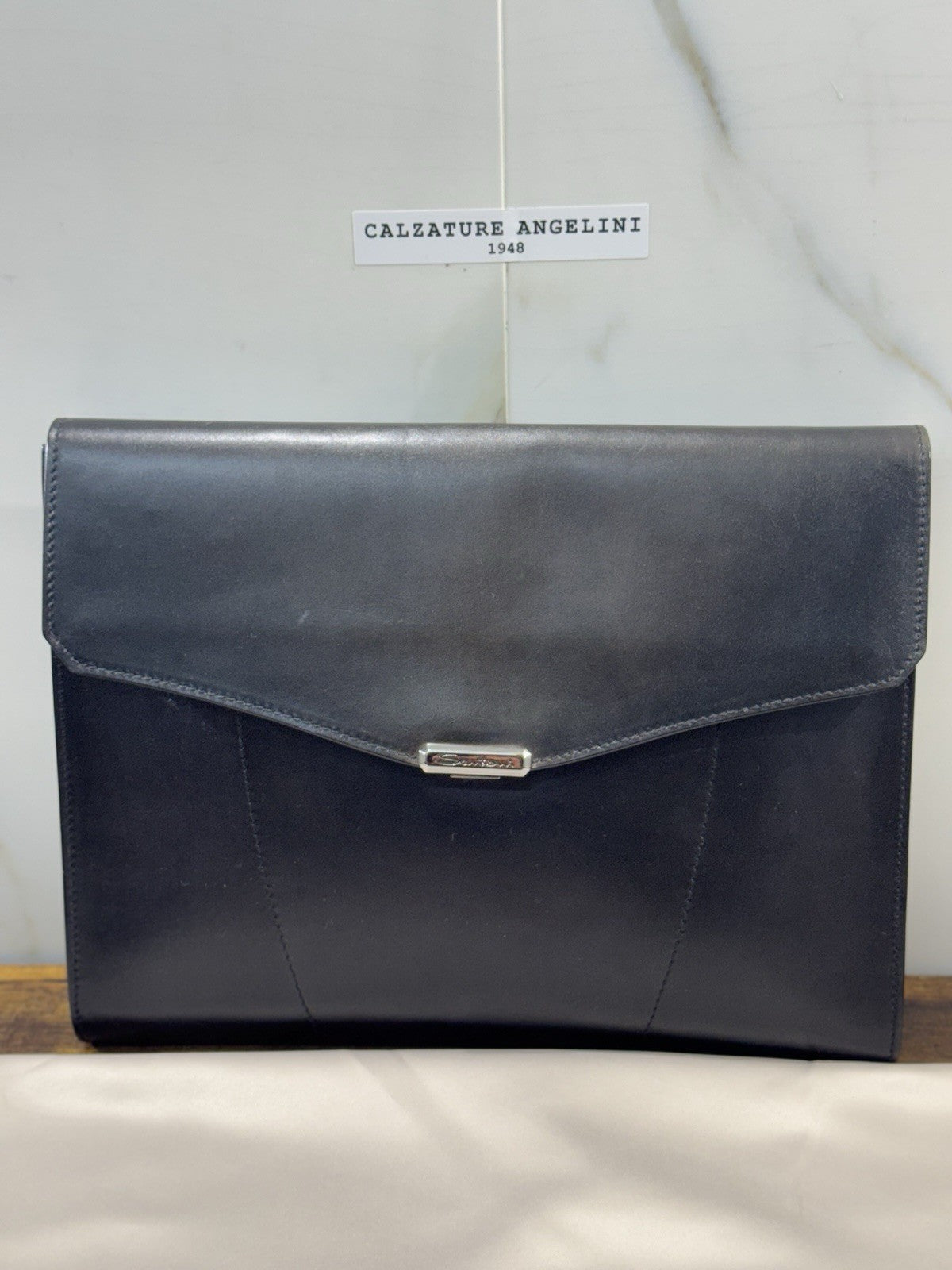 Santoni Porta Documenti Pelle Grigia Anticata Luxury Santoni Bag Uomo 