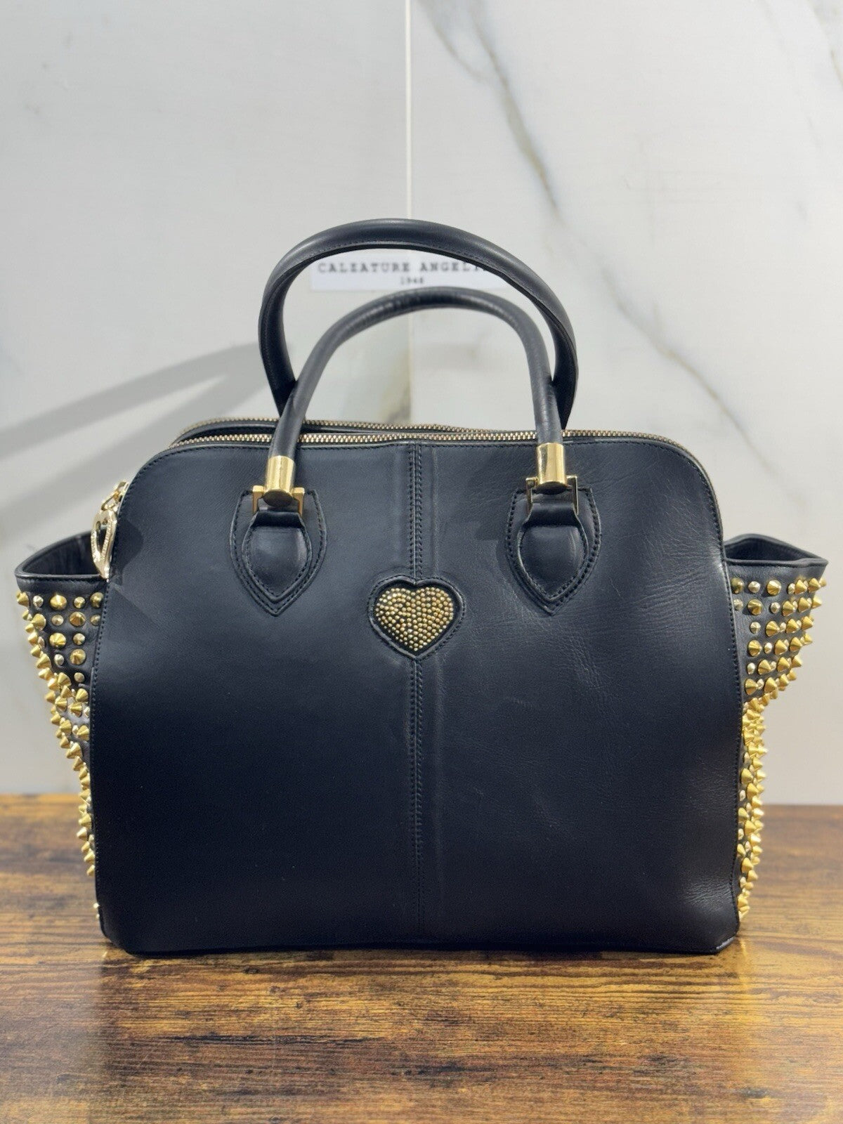 Bruno Amaranti Borsa Donna In Vera Pelle   Luxury Craftmanship Bag  Borchie