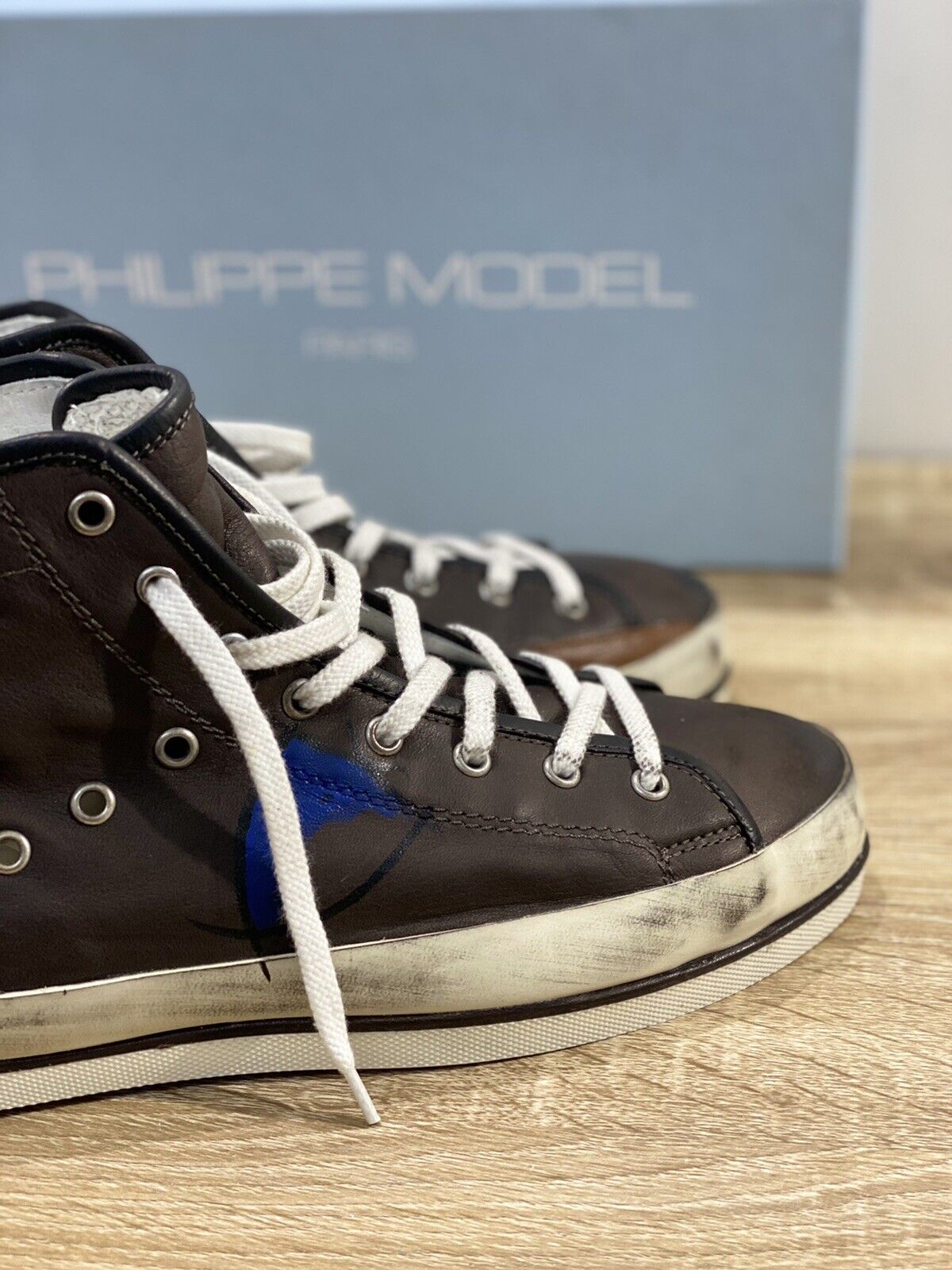 Philippe Model sneaker uomo Regard Alta   pelle Marrone  41