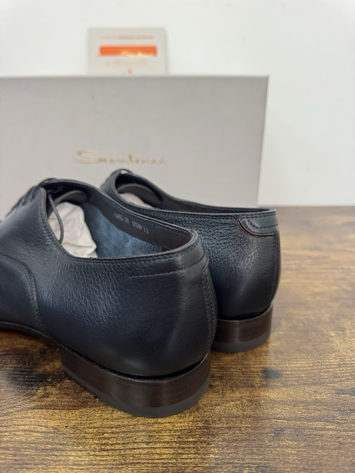 Santoni Stringata In Pelle Di Cervo  Blu Goodyear Luxury Scarpa Santoni Uomo 44