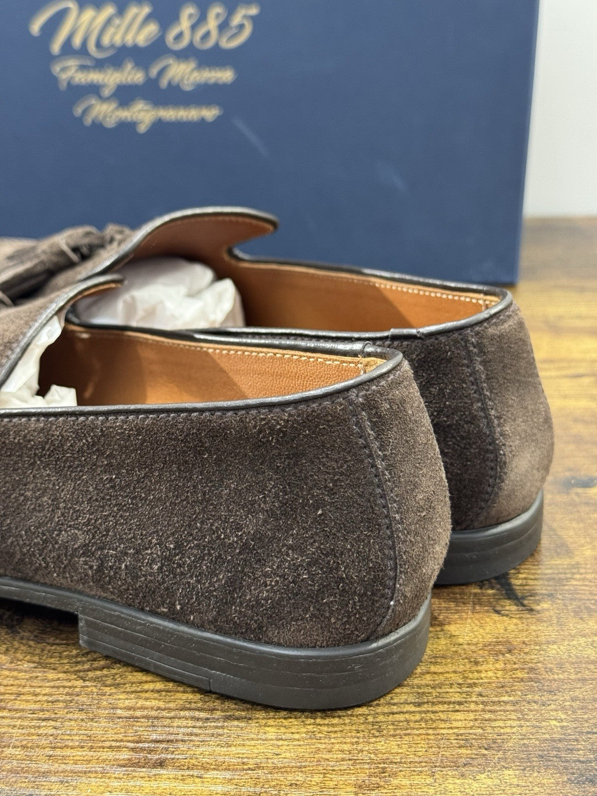 Mille 885 Mocassino Suede T Moro Fatto A Mano In Italia Uomo 39