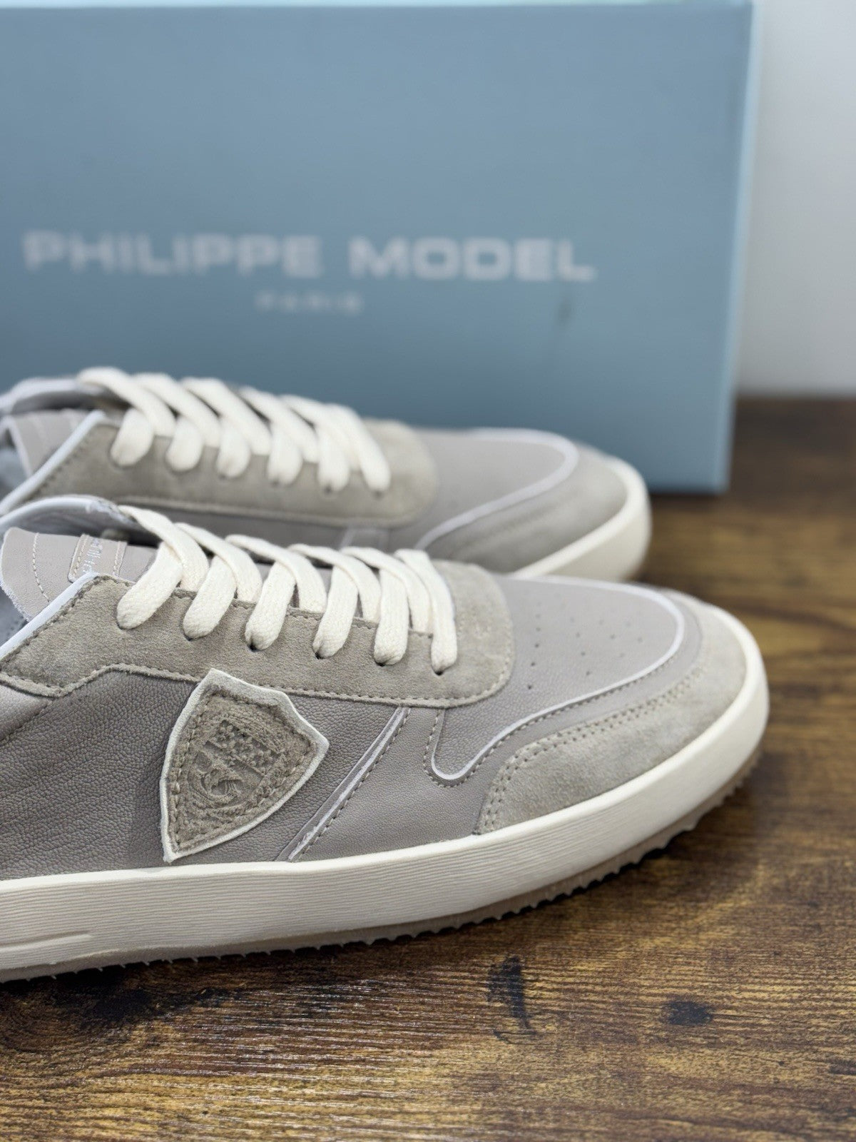 Philippe Model Nice Low Men Sneaker Uomo Pelle Grigia 43
