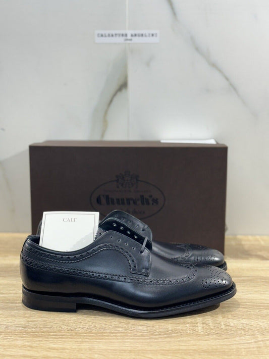 Church’s Portmore Pelle Nero  Fondo Gomma  Luxury Church’s Men Shoes 40.5