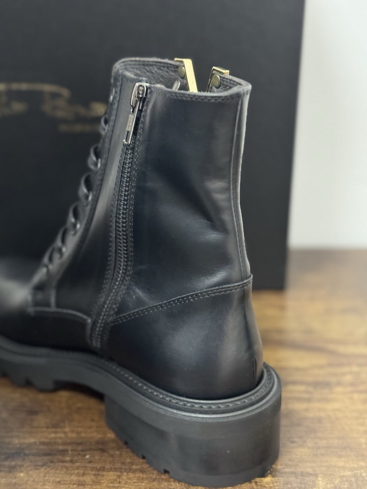 Via Roma 15 Stivaletto Anfibio Pelle Nera Casual Donna 37