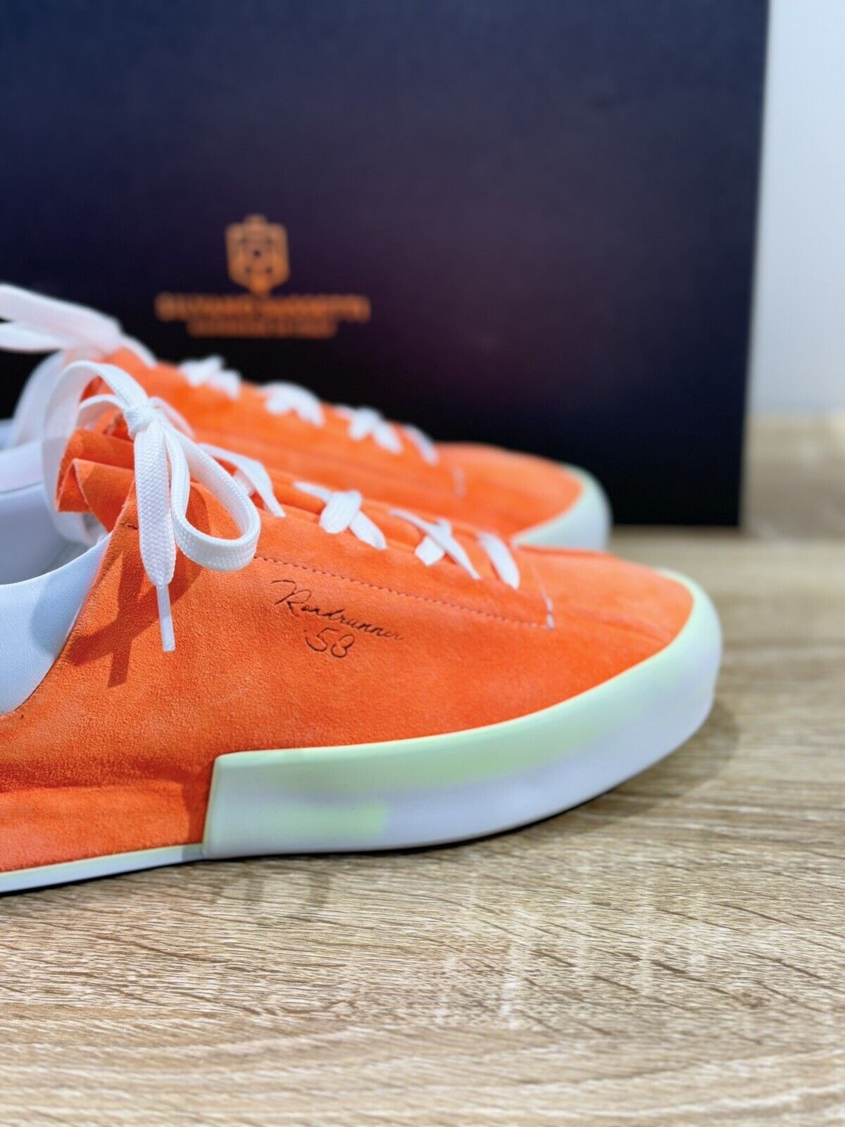 Silvano Sassetti Sneaker Donna Suede Orange  Luxury Craftmanship Casual Shoes 38