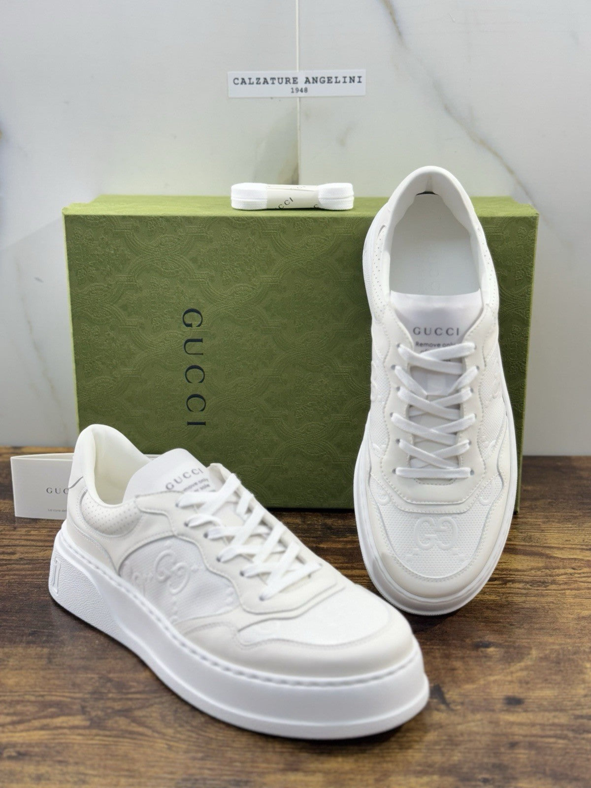 Gucci Sneaker GG Pelle Bianca Icon Gucci Uomo 43.5