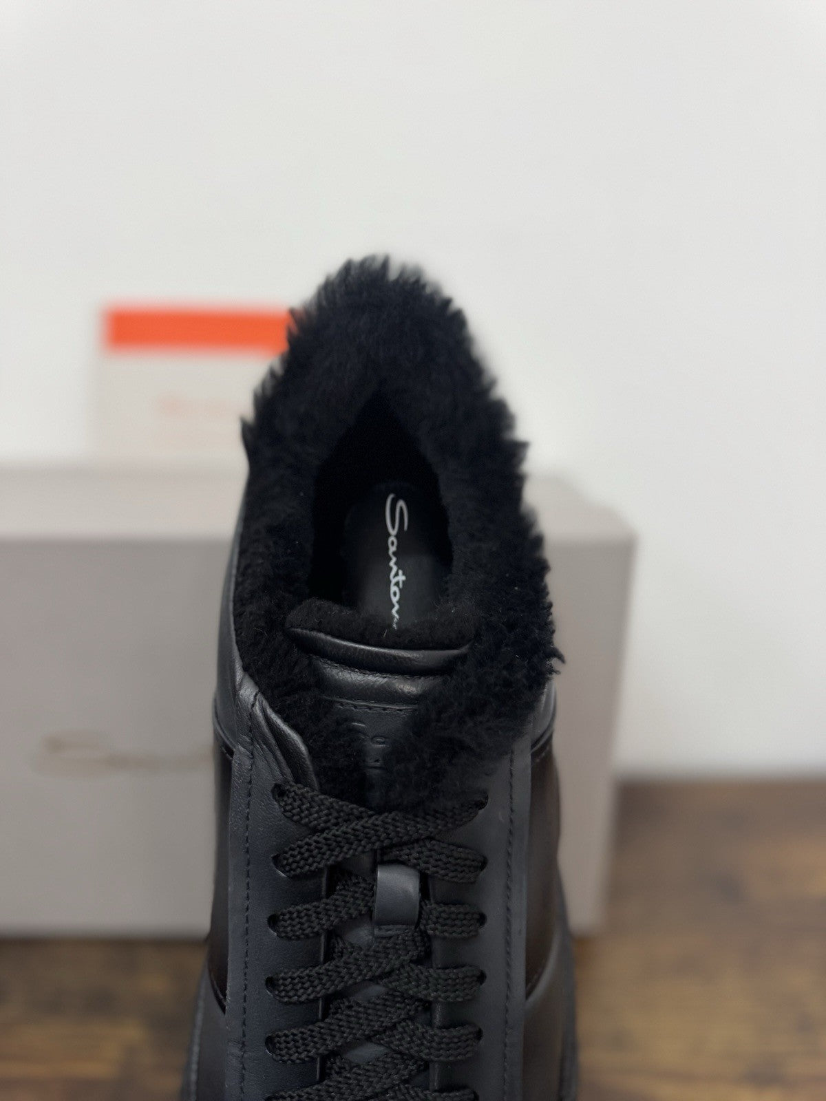 Santoni Sneaker Pelle Grey Fur Interna Luxury Scarpa Santoni Uomo 42