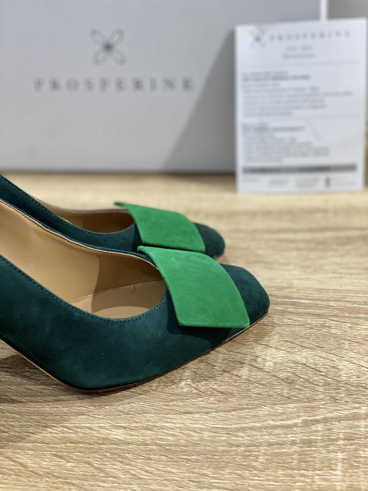 Prosperine Decollete donna in Suede Verde Bosco Cuoio made in italy sacchetto 40