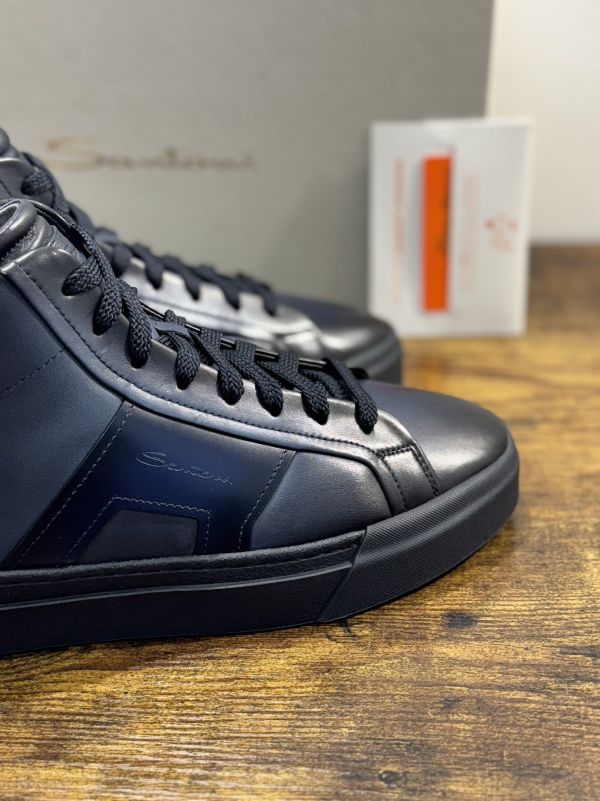 Santoni Sneaker Pelle Blu Luxury Men Santoni Shoes Icon Uomo 41