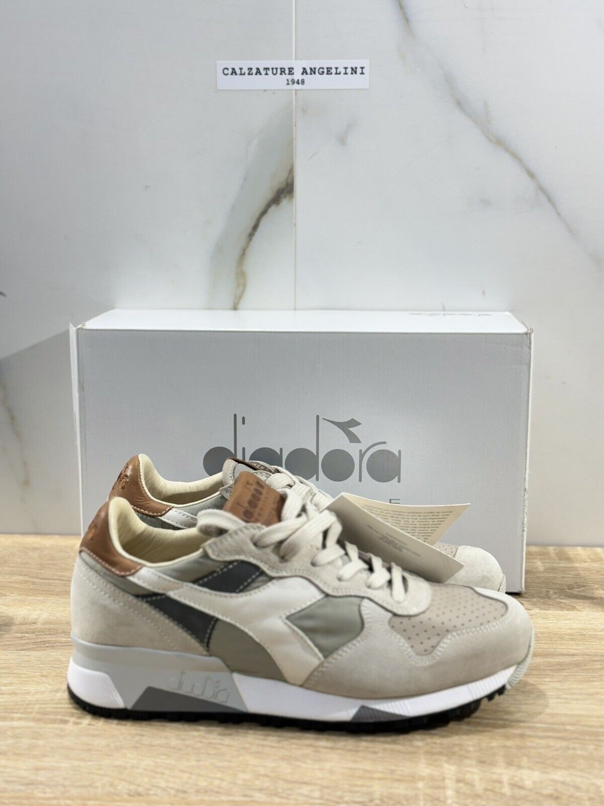 Diadora Heritage Sneaker Uomo Trident 90 Nyl  Pelle  Ghost  Casual Sneaker 40.5