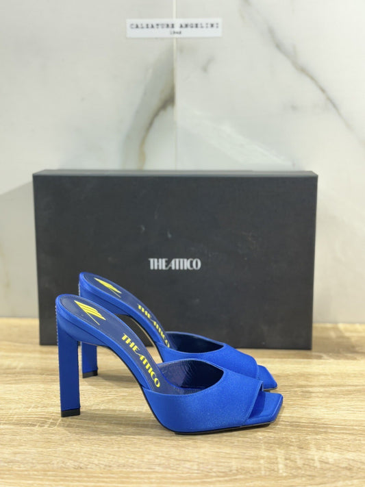 The Attico Kaia Mule 100 Mm Blu Heel Strass Luxury The Attico Sandal 37