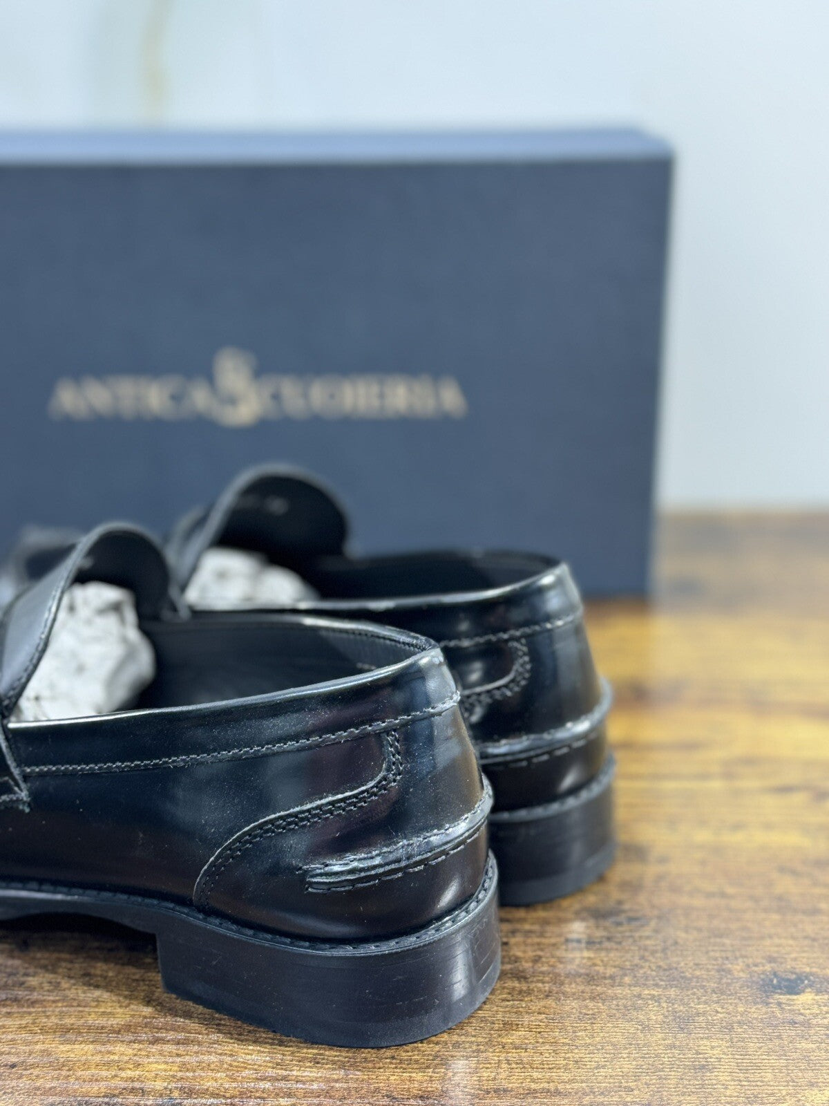 Antica Cuoieria Mocassino Donna College Pelle Nera Fondo Gomma Made In Italy 39