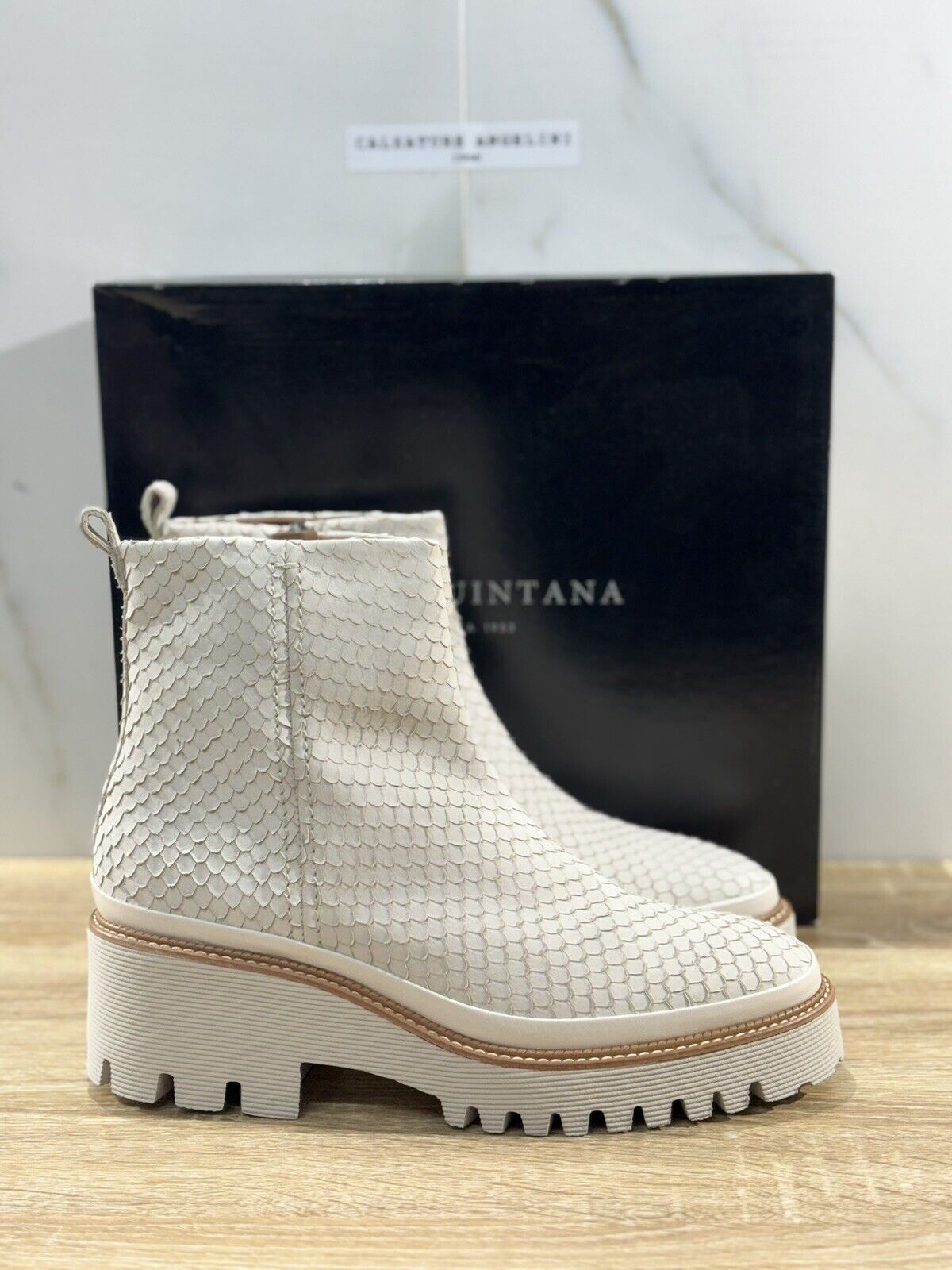 Pons Quintana Stivaletto Donna Carm B Pelle Bianca   Zeppa  Luxury Boot 41