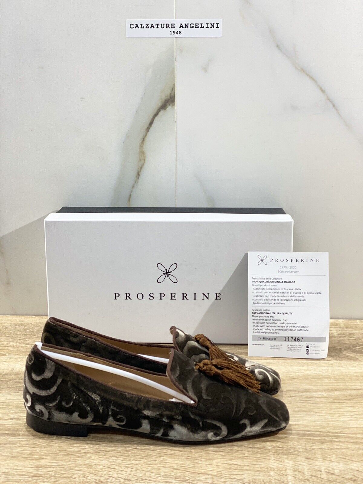 Prosperine Mocassino donna in Velluto Talpa Damasco luxury made in italy 37