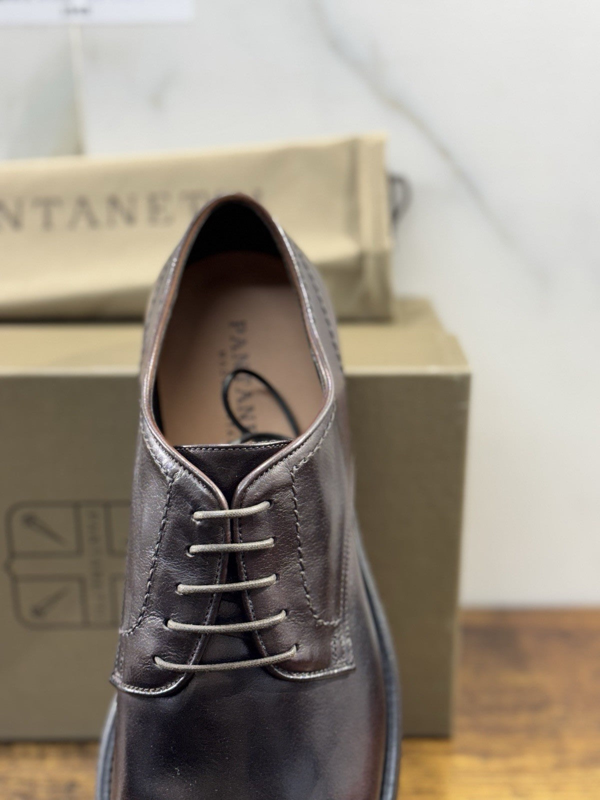 Pantanetti Derby Uomo Pelle Tabacco Casual Luxury Men Shoe 43