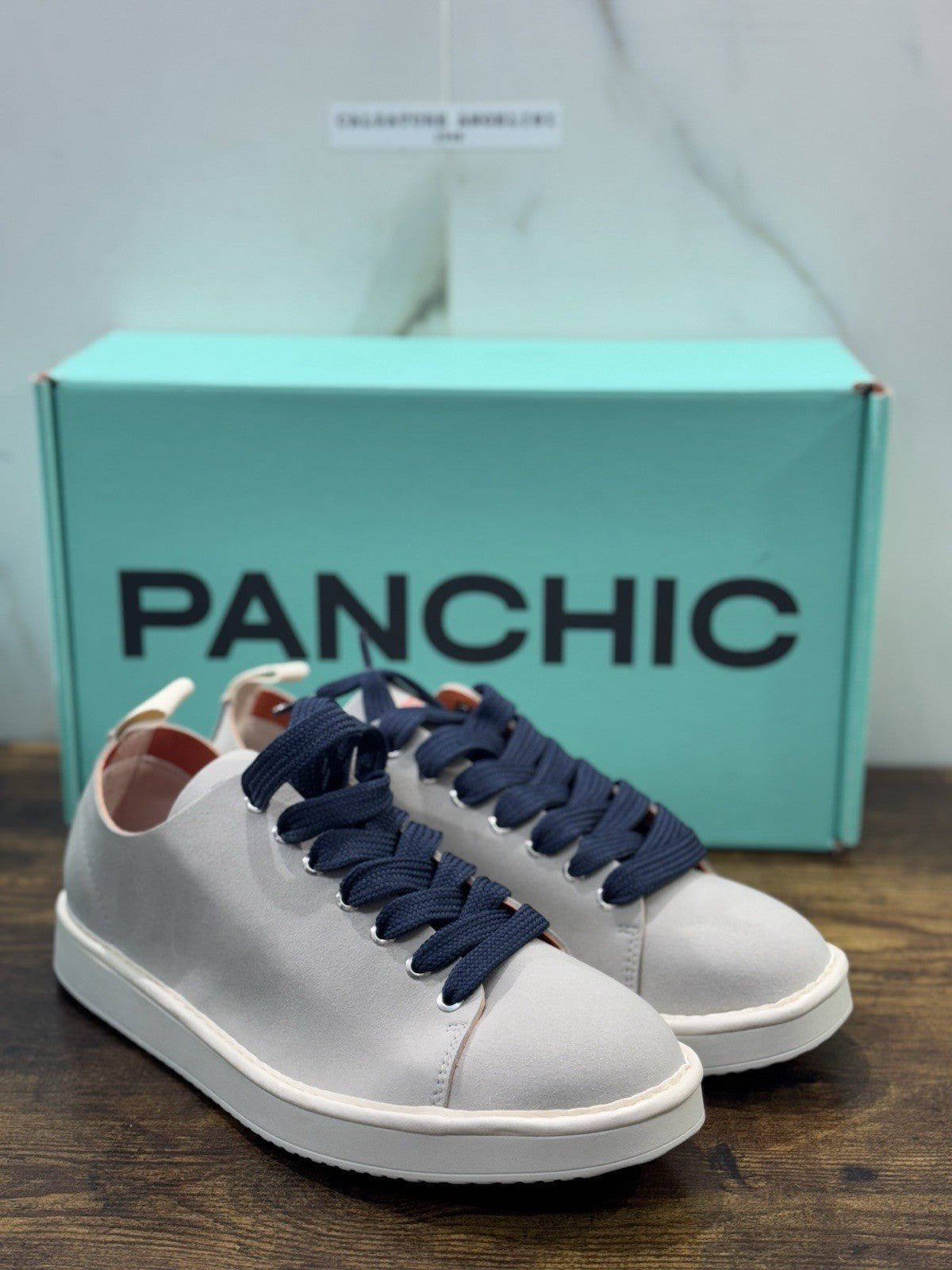Panchic Lace Up Scarpa Suede Grey Blu Casual Uomo 43