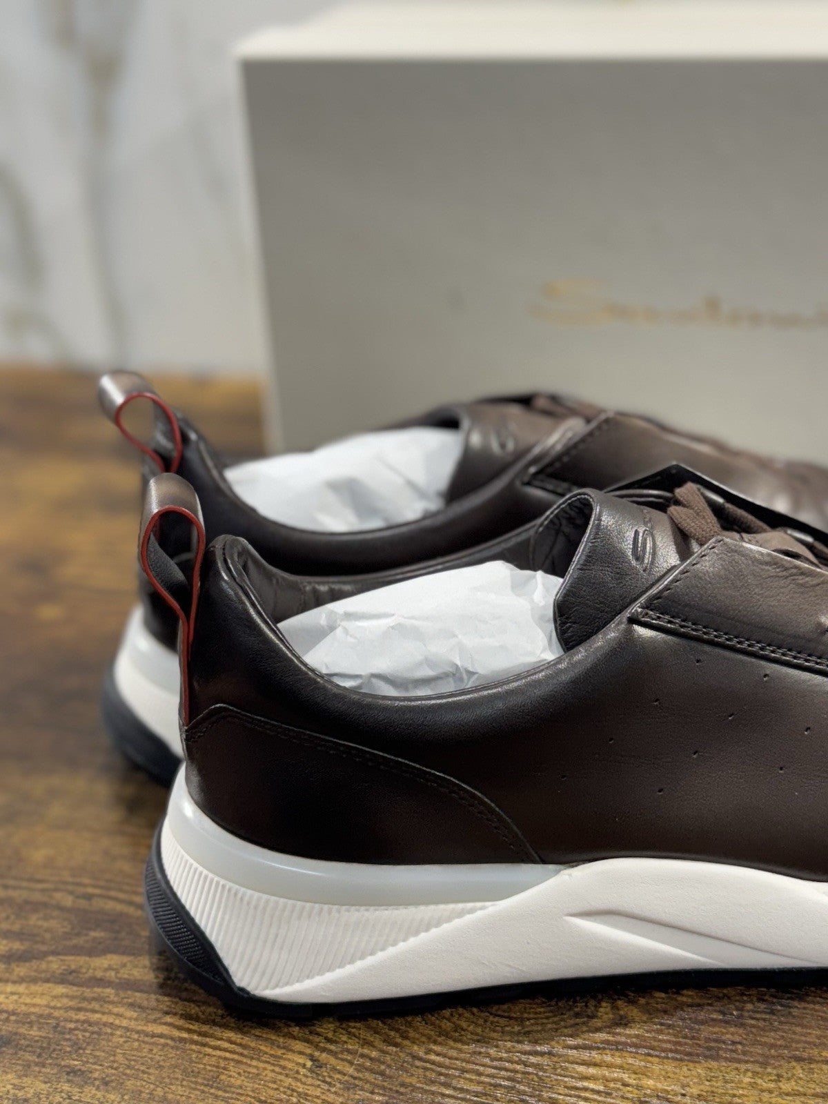 Santoni Sneaker Pelle Marrone  Luxury Men Santoni Shoes Icon Uomo 44.5