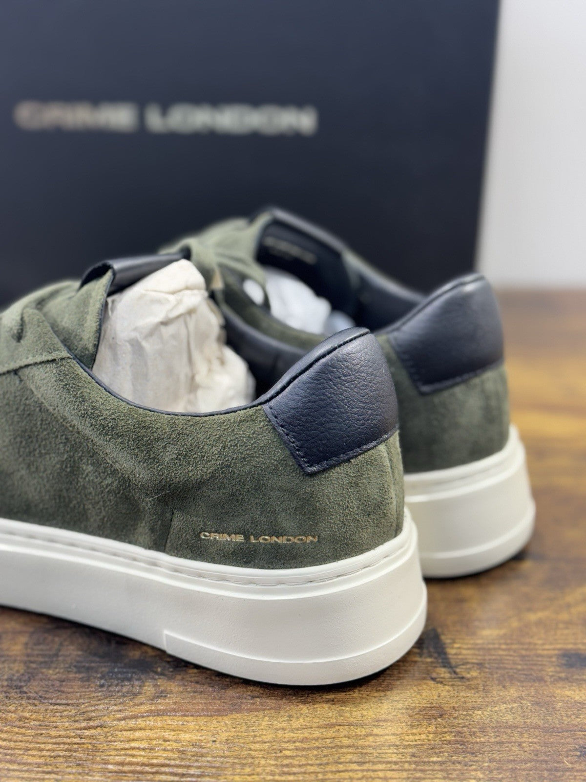 Crime London Sneaker Uomo Extra light Pelle Suede Verde  Casual Men Shoes 41