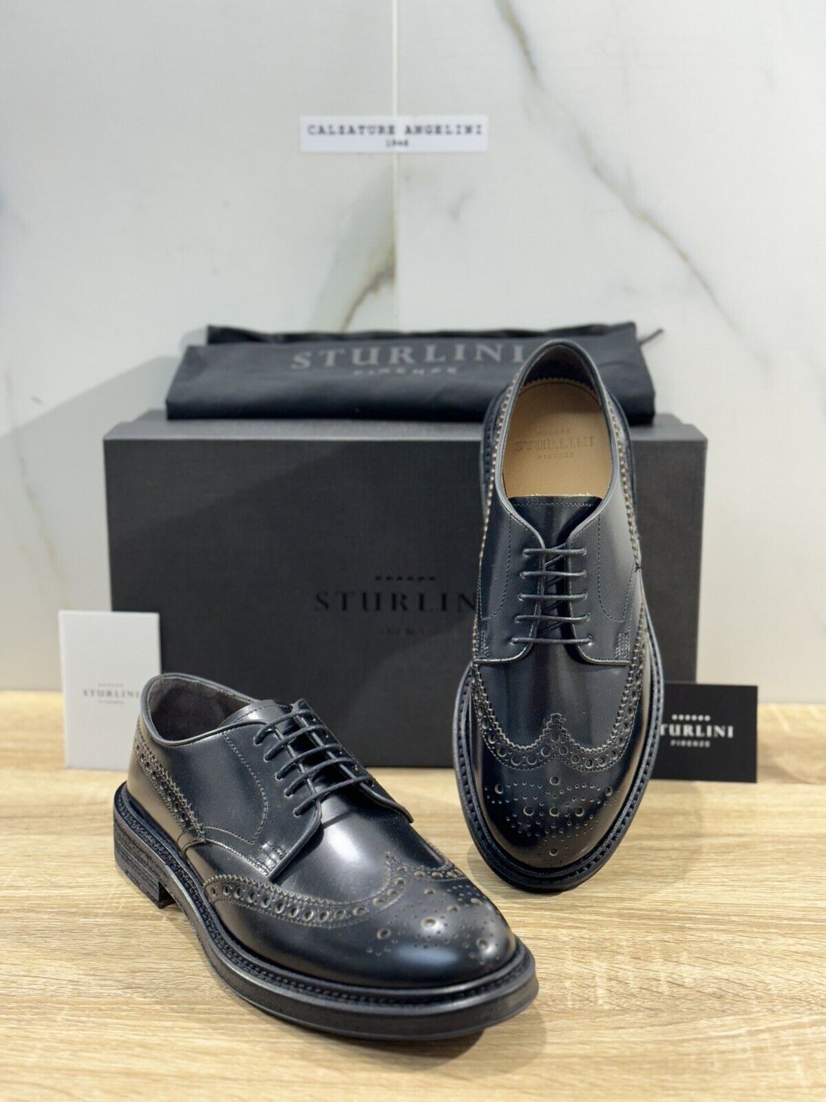 Sturlini Firenze Scarpa Uomo Pelle Nera  Luxury Craftmanship Men Vibram 40