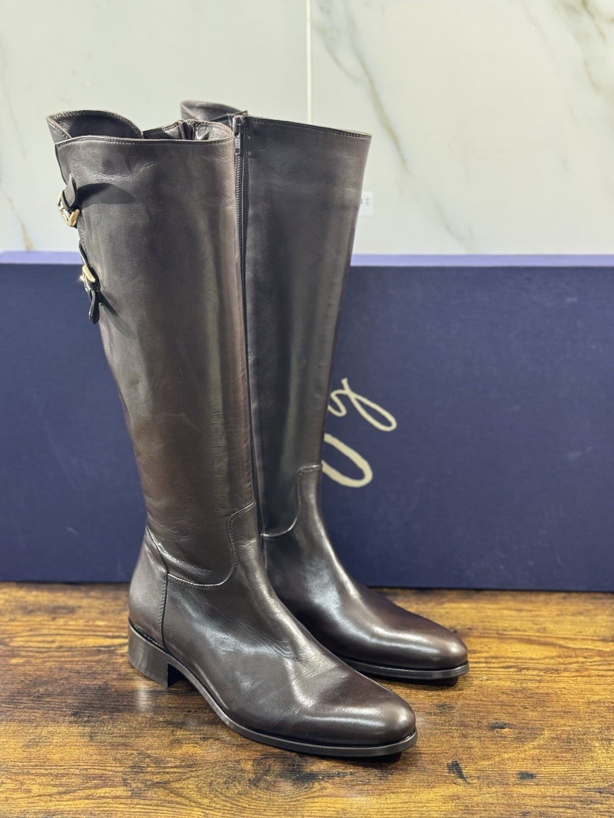 Stivale Cesare Marinucci Cavallerizza Fatto A Mano Pelle Brown  Made in Italy 37