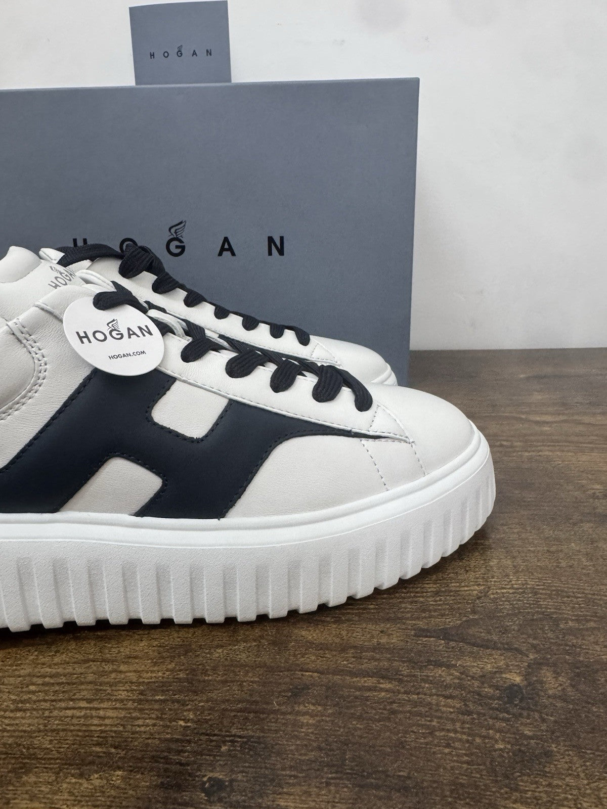 Hogan H-stripes New H Band Pelle Bianca Blu  Memory Foam Scarpa Hogan Uomo 43