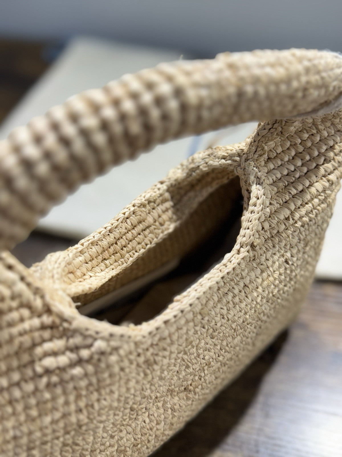 Manebi’ Borsetta Halfmoon Bag In Raffia Beige Casual Bag Manebi’ Donna