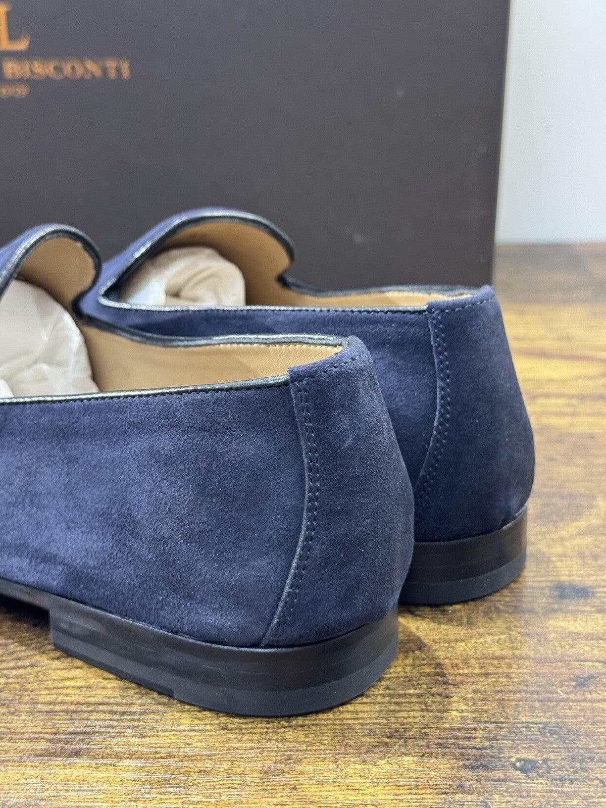 Rossano Bisconti Mocasisno  Uomo  Suede Blu    Fully Made In Italy 41