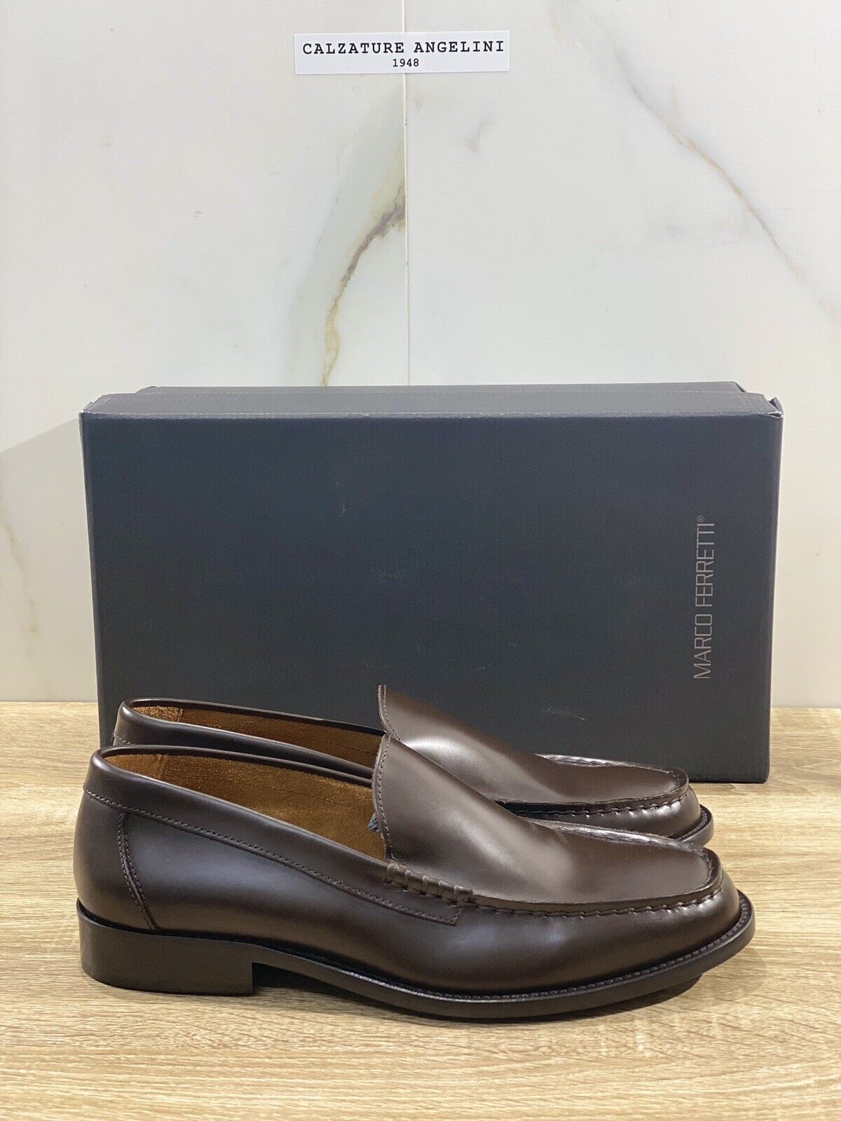 Marco Ferretti Mocassino uomo fondo cuoio blake made in italy Pelle Ebony 44