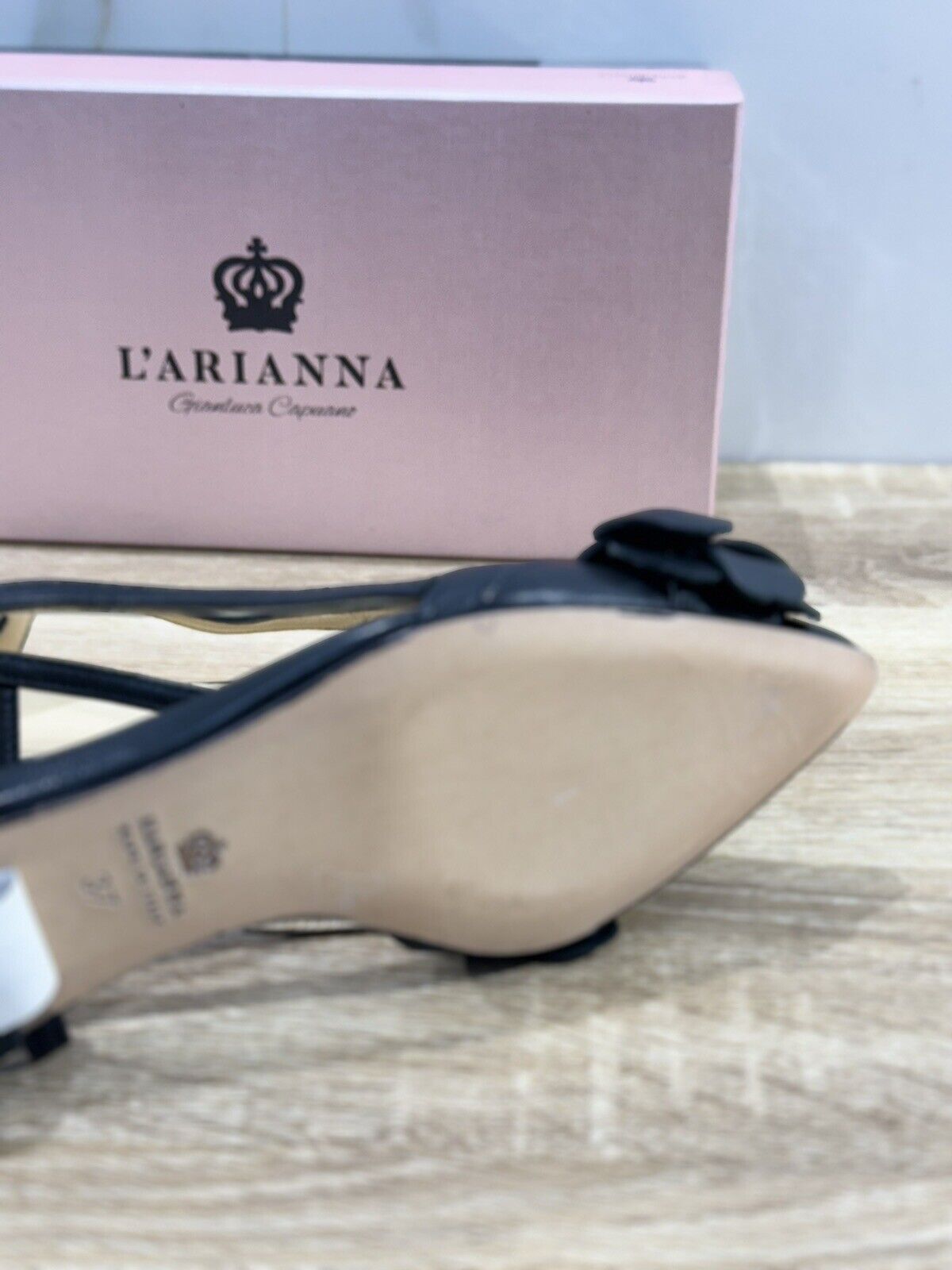 L’ARIANNA Scarpa Donna Sling Back Pelle Nera  Made In Italy 37