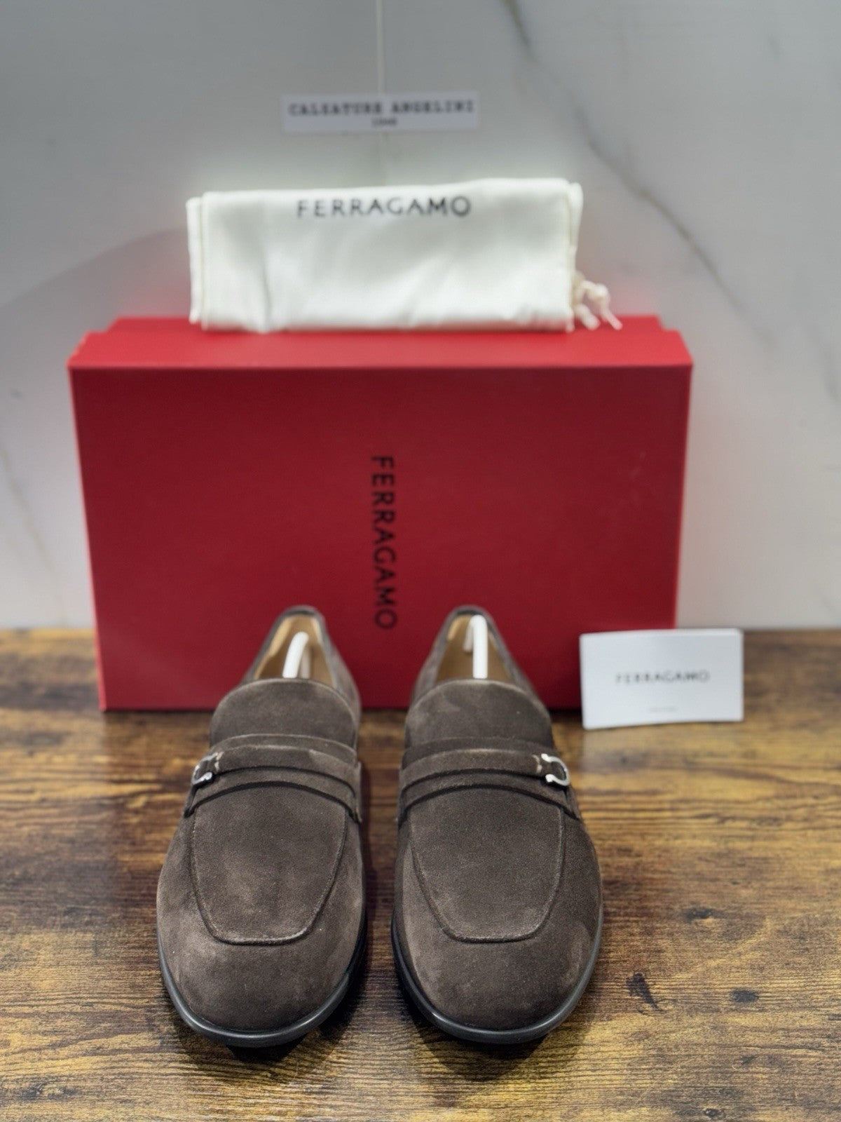 Salvatore Ferragamo Mocassino Desio Suede Marrone Luxury Ferragamo Uomo 41.5