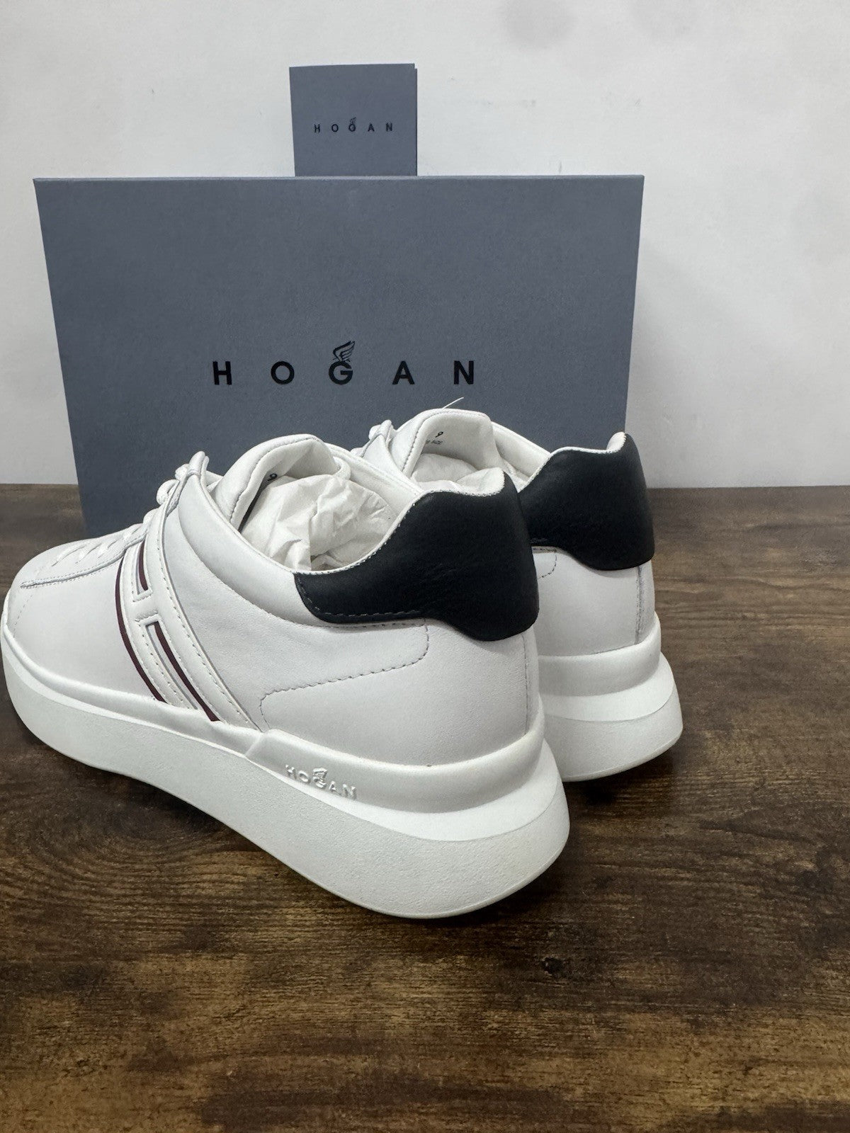 Hogan H580  sneaker Pelle Blu Bianco    memory foam Luxury HoganShoes Uomo 43