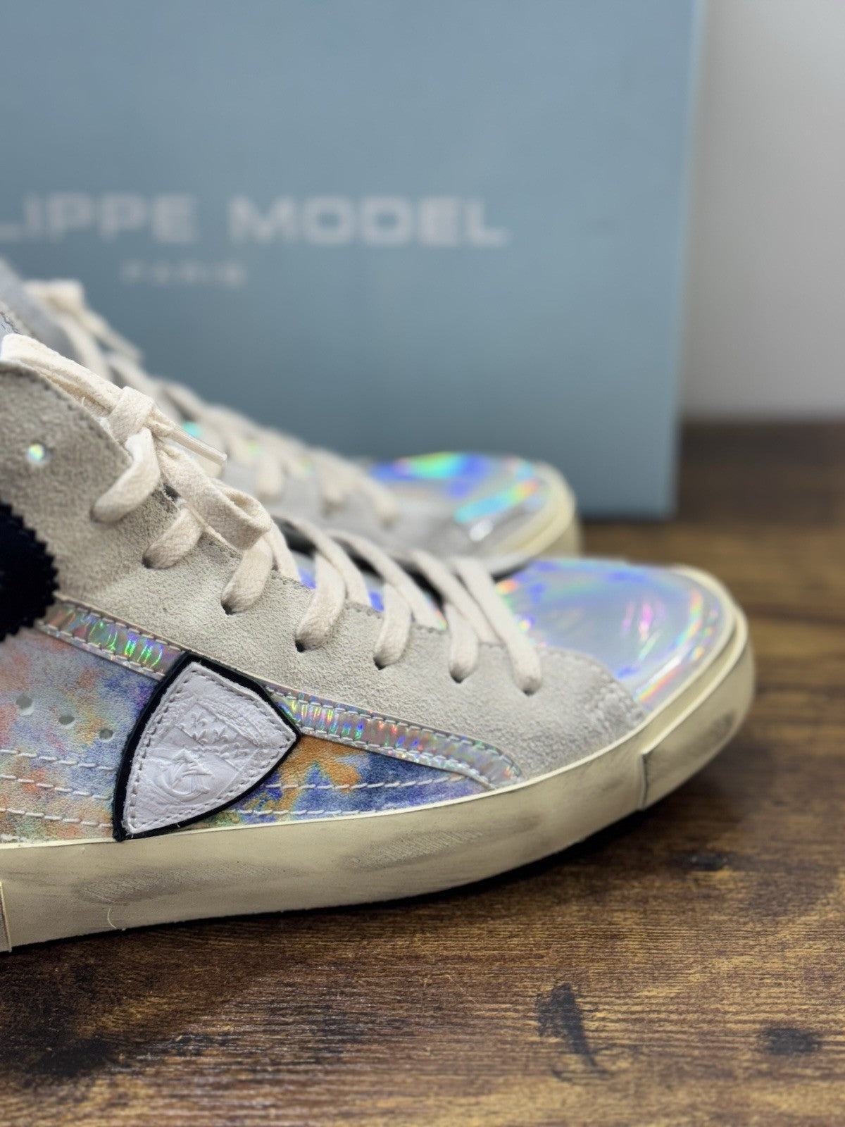 Philippe Model Paris High Top  Sneaker Pelle Silver  Donna 40