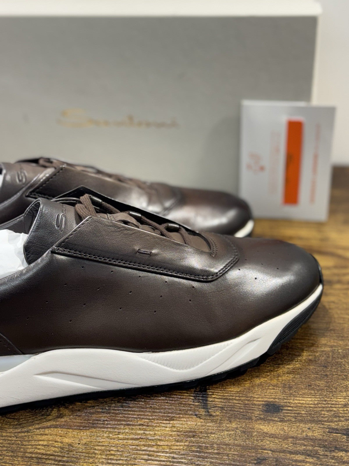 Santoni Sneaker Pelle Marrone  Luxury Men Santoni Shoes Icon Uomo 44.5