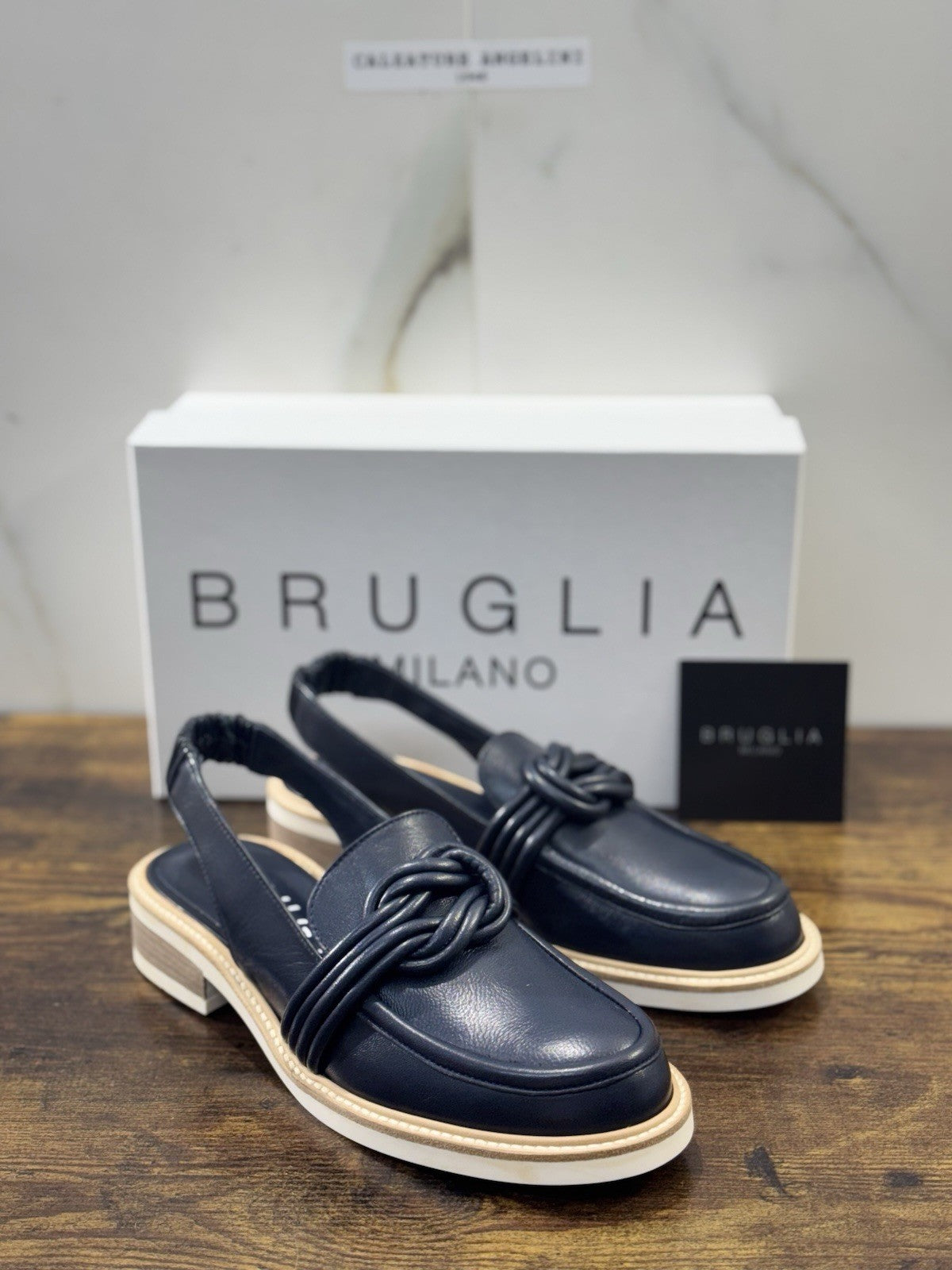 Bruglia Milano Slingback Blu    Pelle  Top Quality Scarpe Donna 40