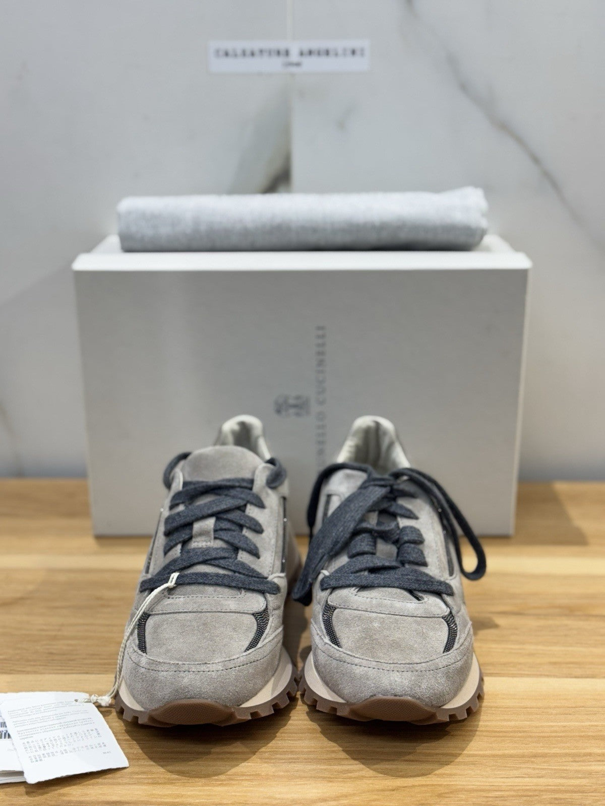 Brunello Cucinelli Sneaker  Suede Grey  Beige Luxury Cucinelli Scarpa Donna 36