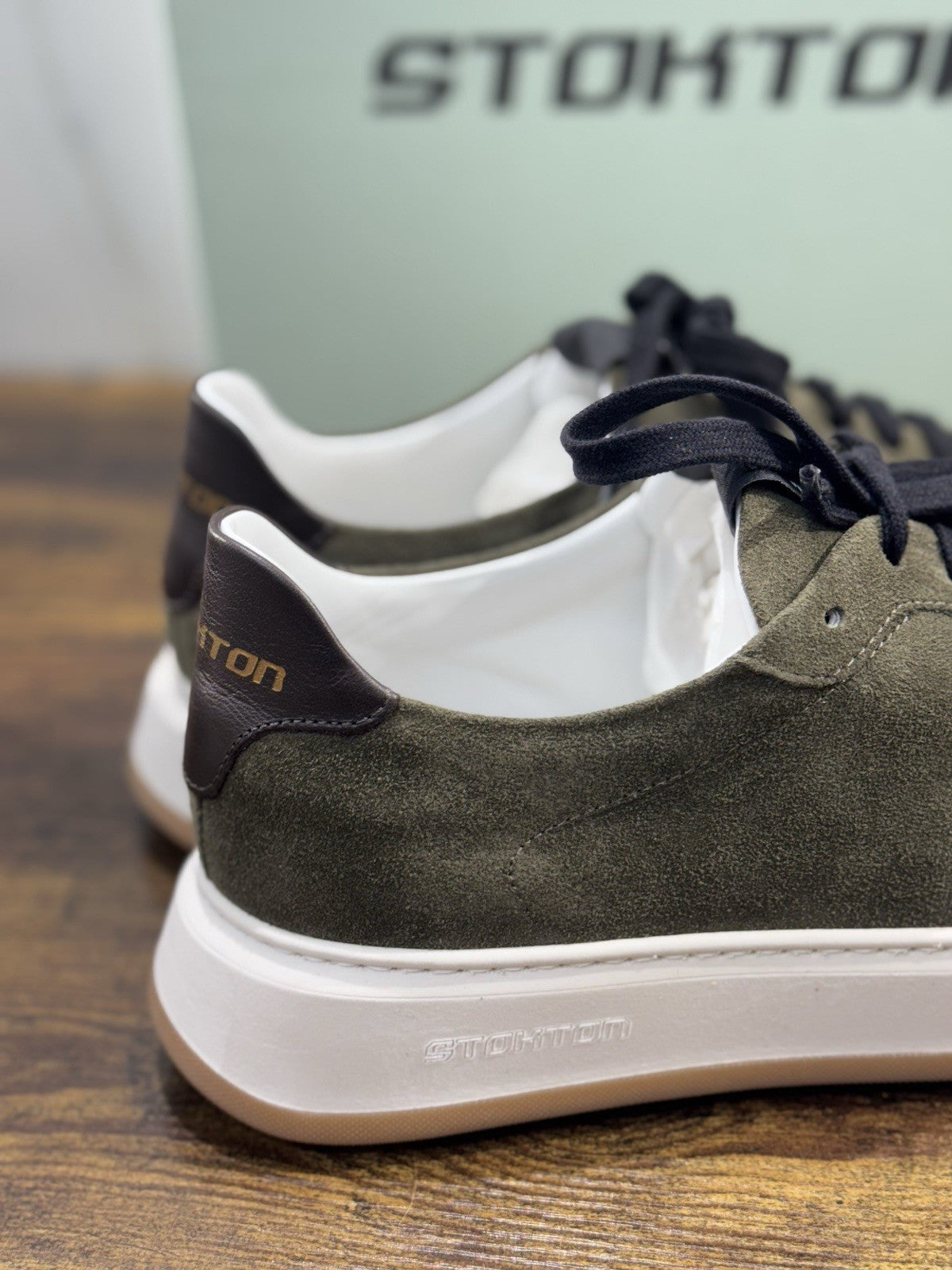Stokton Sneaker Pelle Suede Verdone  100% Made In Italy Uomo 43