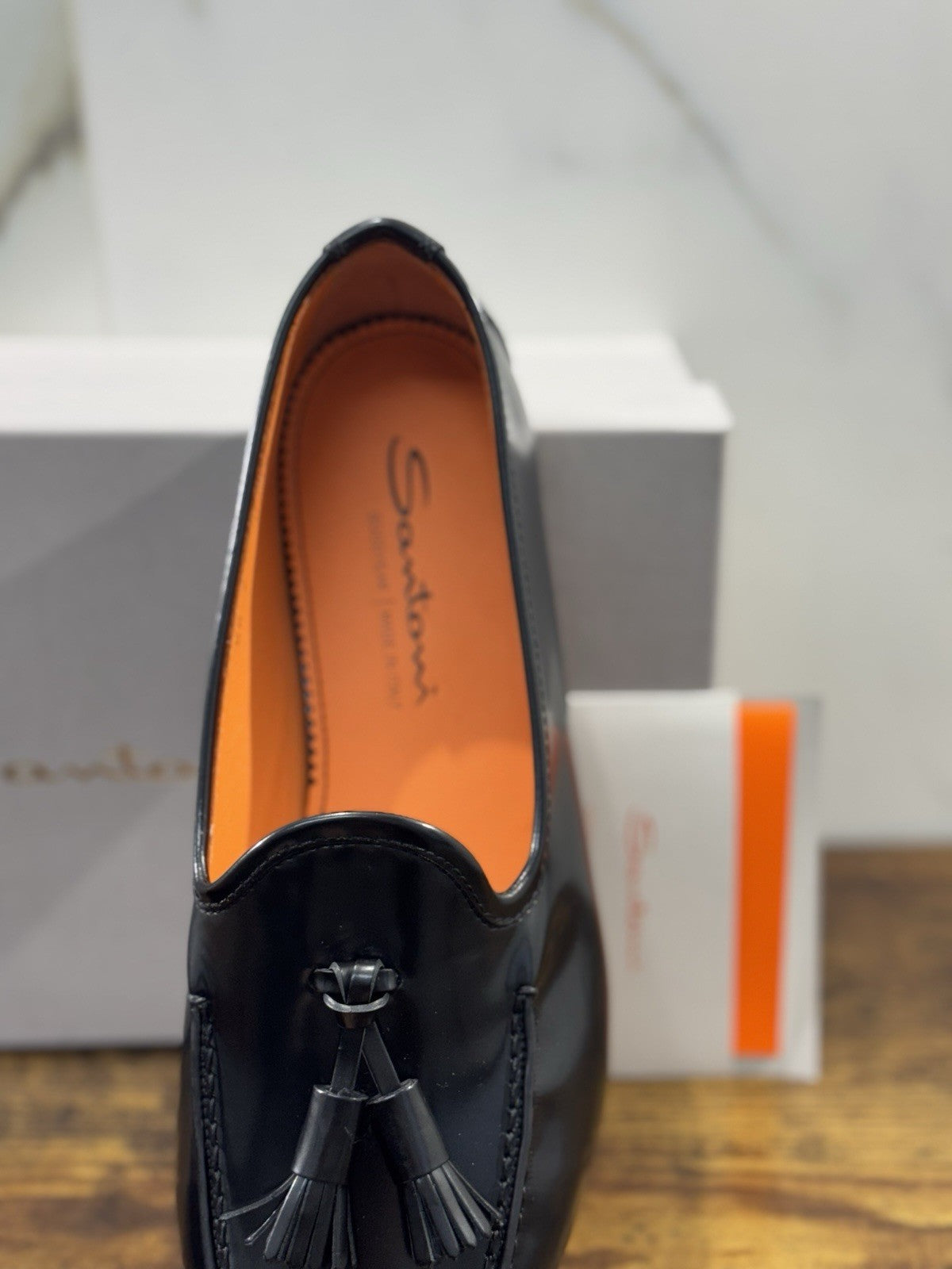 Santoni Mocassino Uomo Tassel Pelle Nero Goodyear Luxury Men Santoni 41