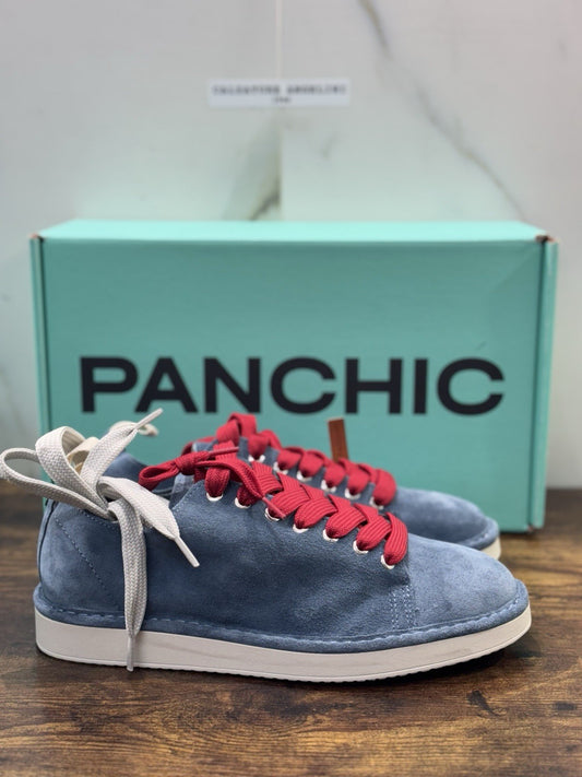 Panchic Lace Up Scarpa Suede Red   Blu Casual Uomo 45
