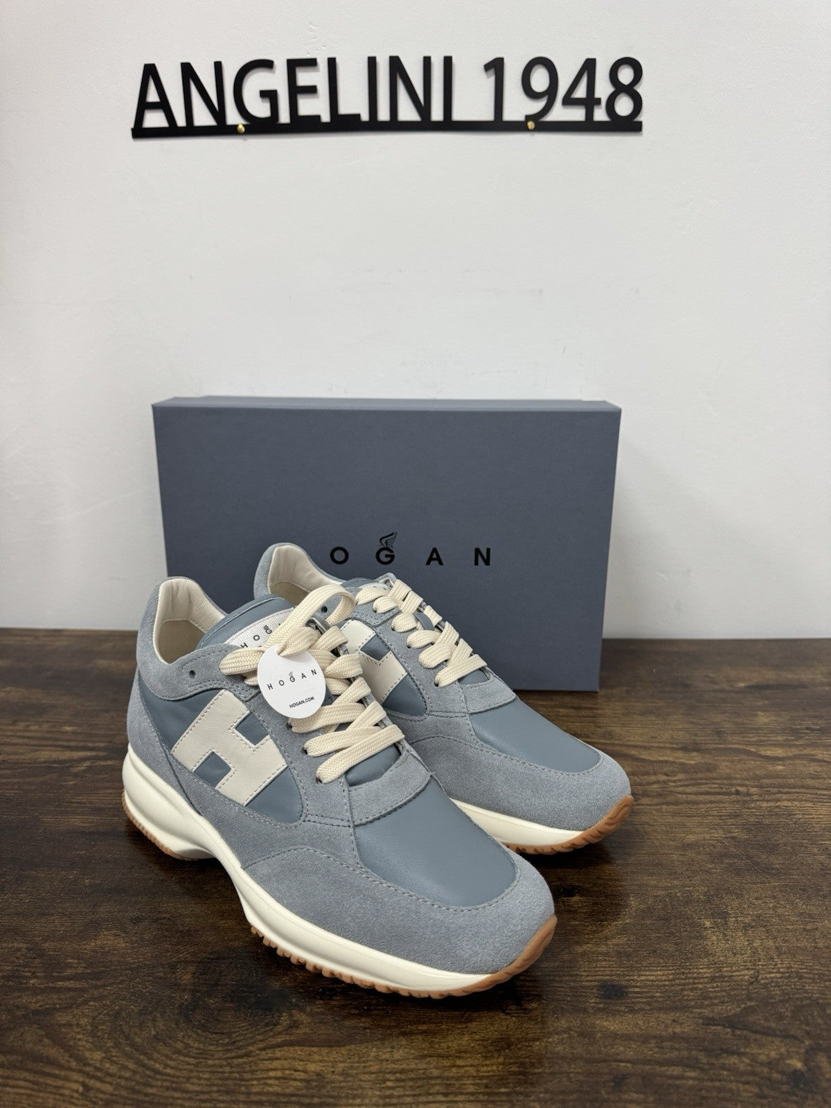 Hogan Interactive H713 Memory Foam Sneaker Suede Pelle Celeste  Donna 36.5