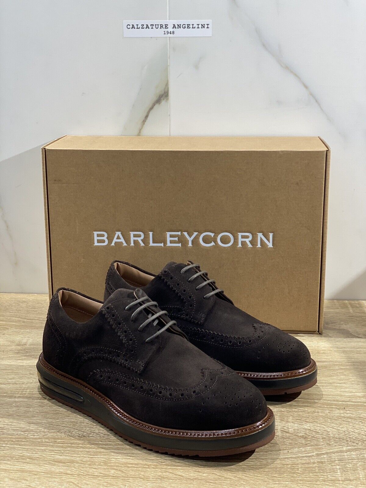 Barleycorn Air Brogue Uomo Pelle Suede Brown Extralight Casual Men Shoes 39.5