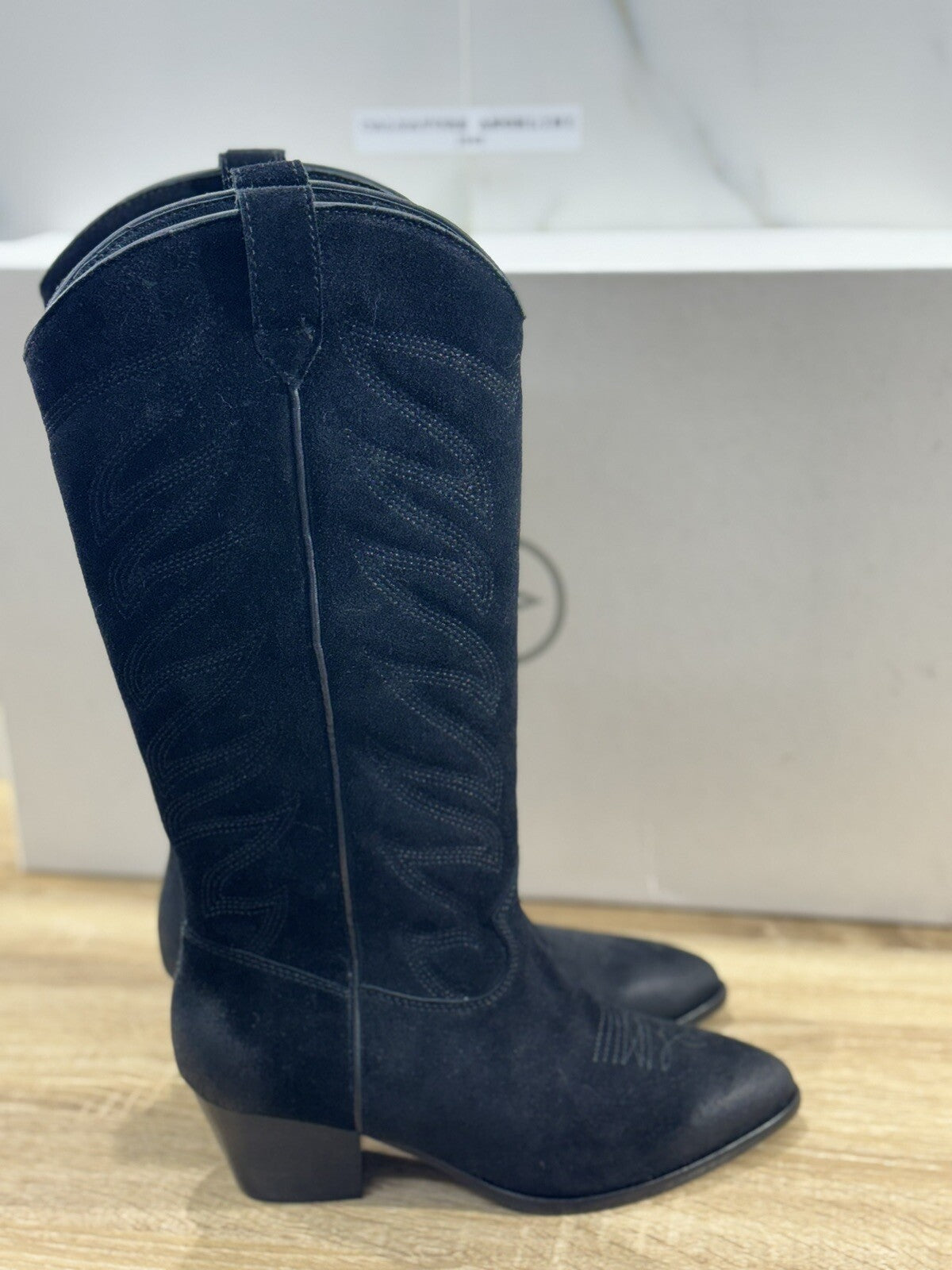 Ash Stivale Donna Heaven Texano Suede Nero Casual Texan Boot Ash Woman 36