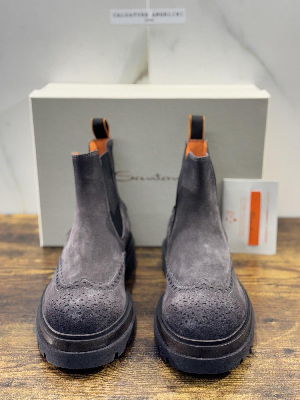 Santoni Chelsea Boot Commando   Suede Dark Grey   Luxury Santoni Uomo 41.5
