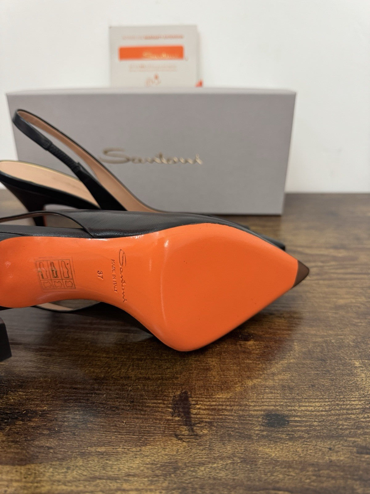 Santoni Sandalo  Sling Back Pelle Nera  Luxury Santoni Woman Shoes 37