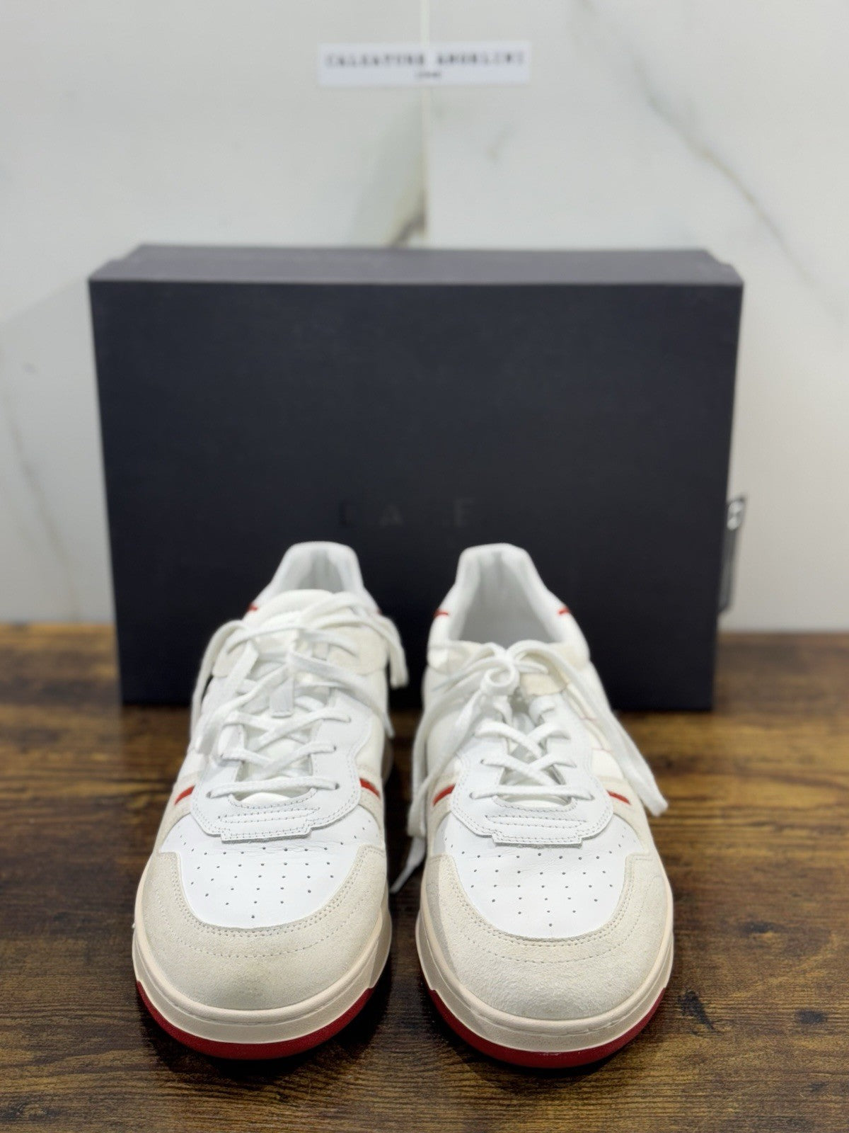 D.A.T.E Court Uomo  sneaker Pelle White Red Casual Shoes 45