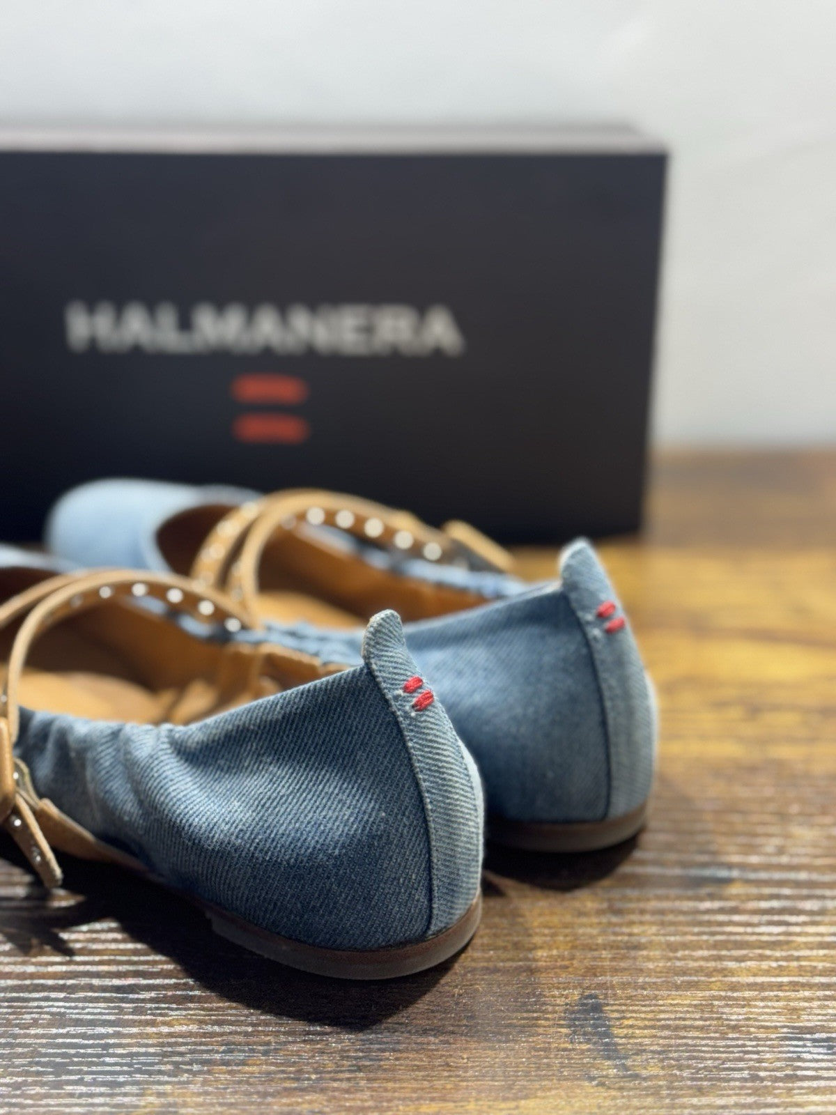 Halmanera Ballerina In Denim E Cuoio Casual Scarpa Donna 40
