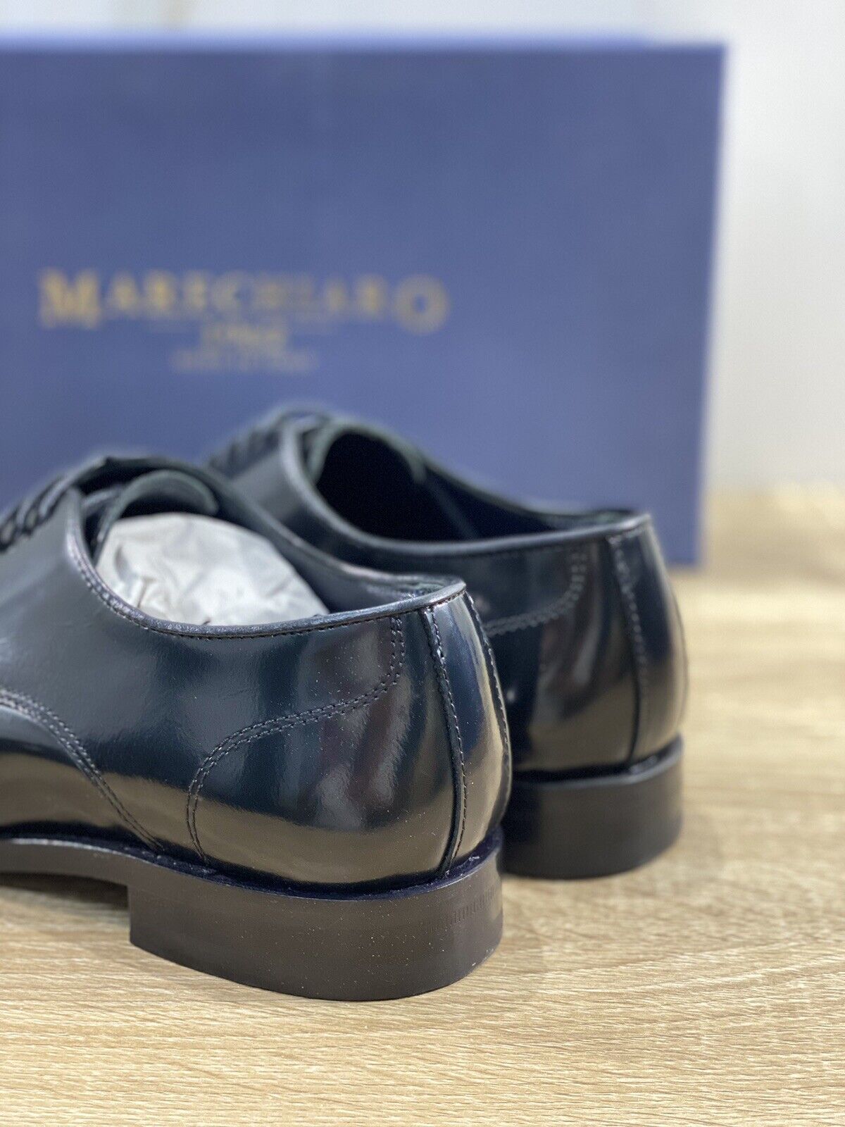 Marechiaro 1962 Derby Uomo Pelle Nera Polish Made In Italy 45