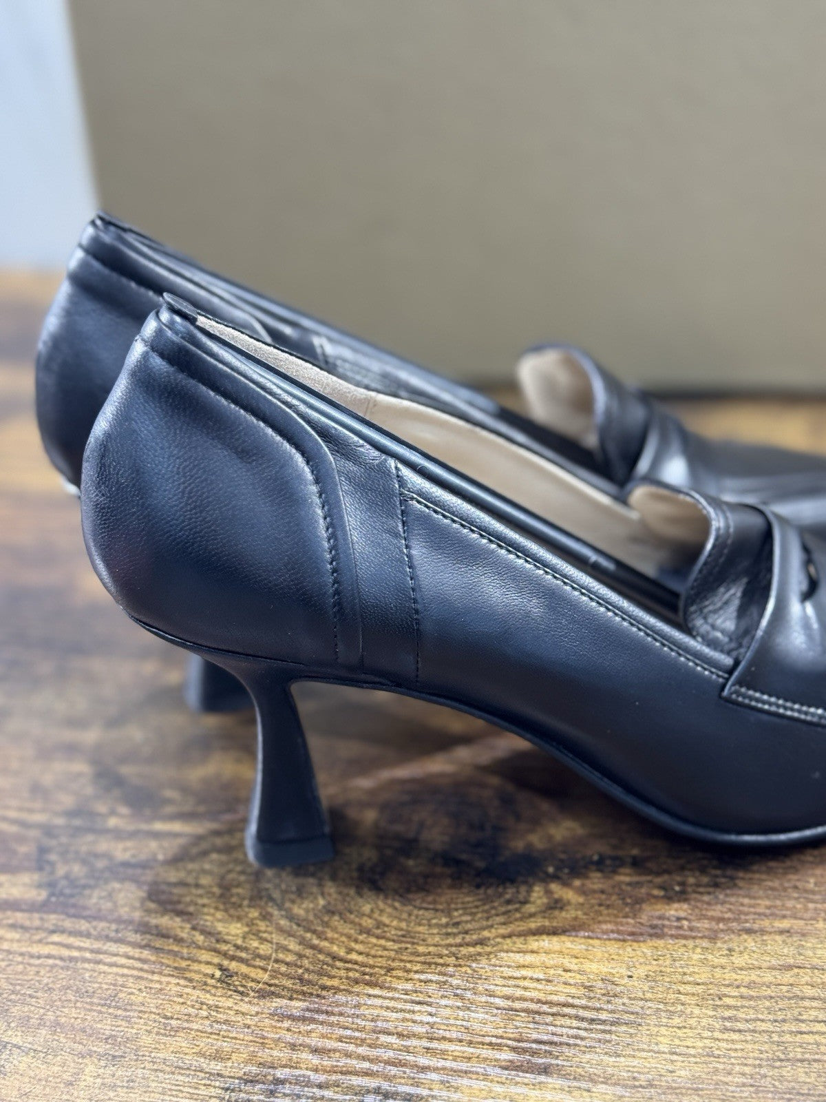 Pomme D’or Mocassino  Pelle Nero Con Tacco Casual Luxury Loafer Donna 41
